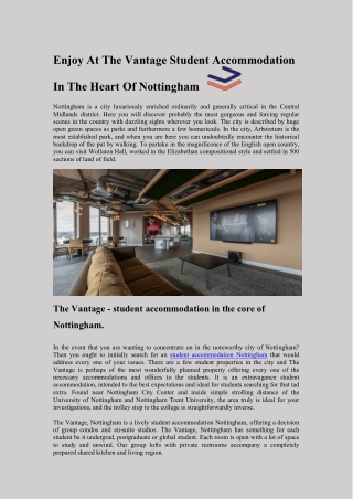 Enjoy At The Vantage Student Accommodation In Nottingham