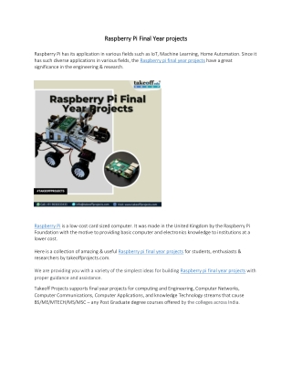 Raspberry Pi Final Year projects