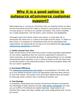 Why it is a good option to outsource eCommerce customer support?