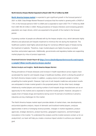 North America Herpes Market Expected to Reach USD 774.17 million by 2028