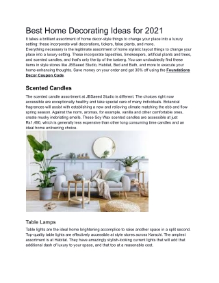 Best Home Decorating Ideas for 2021