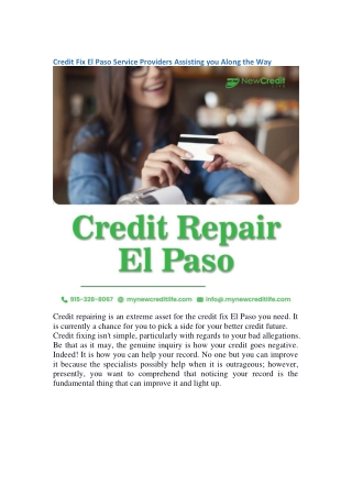 Credit Fix El Paso Service Providers Assisting you Along the Way
