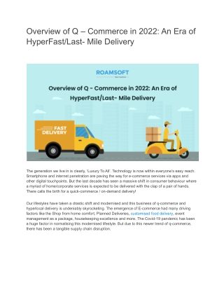 Overview of Q – Commerce in 2022 An Era of HyperFastLast- Mile Delivery