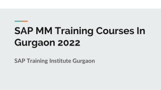 SAP MM Training Courses In Gurgaon 2022