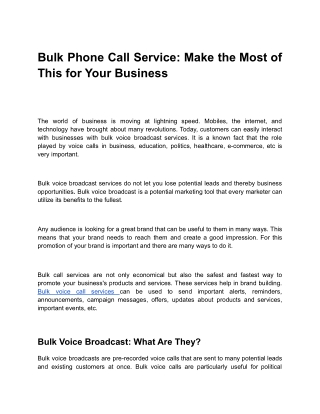 Bulk Phone Call Service_ Make the Most of This for Your Business