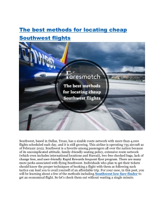 Cheap southwest flights