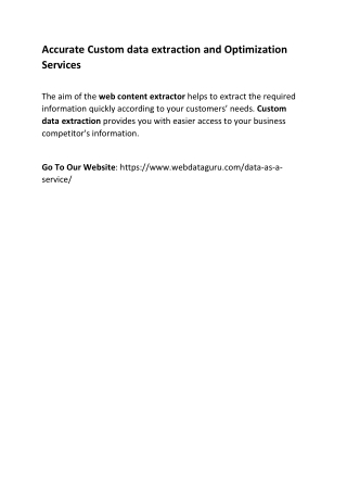 Accurate Custom data extraction and Optimization Services