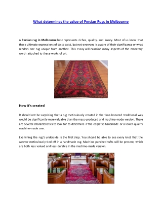 What determines the value of Persian Rugs in Melbourne