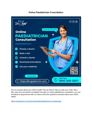 Online Paediatrician Consultation