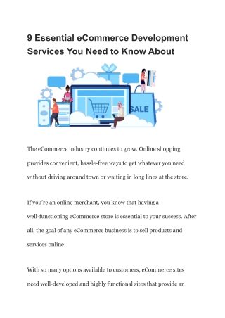 9 Essential eCommerce Development Services You Need to Know About