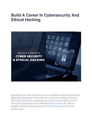 Build A Career In Cybersecurity And Ethical Hacking