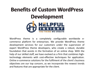 Benefits of Custom WordPress Development
