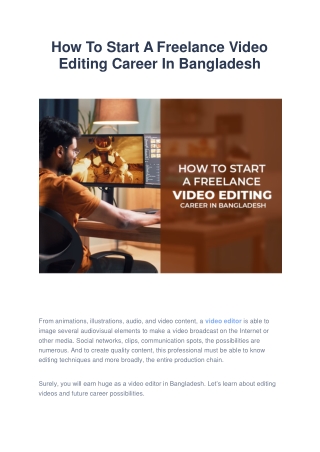 How To Start A Freelance Video Editing Career In Bangladesh