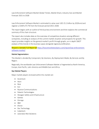 Law Enforcement Software Market Trends, Market Share, Industry Size, Growth, and Market Forecast 2021 to 2028