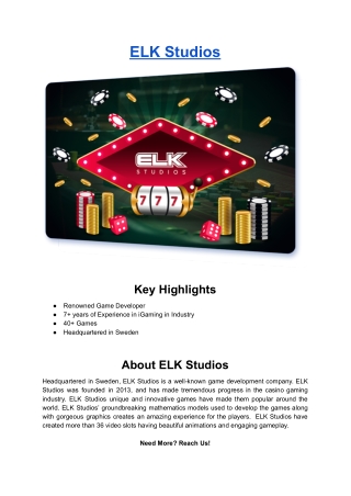 ELK Studios-Casino Game Provider