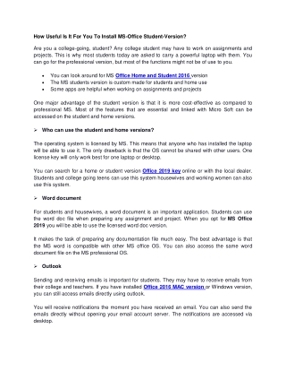 How Useful Is It For You To Install MS-Office Student-Version?