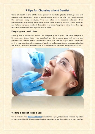 5 Tips for Choosing a best Dentist