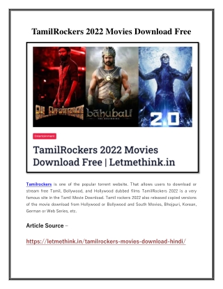 TamilRockers 2022 Movies Download Free