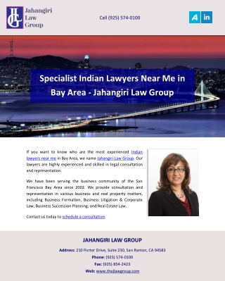 Specialist Indian Lawyers Near Me in Bay Area - Jahangiri Law Group