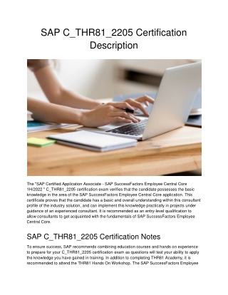 SAP C_THR81_2205 Certification Description
