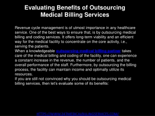 Evaluating Benefits of Outsourcing Medical Billing Services