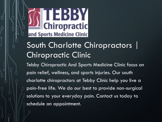 South Charlotte Chiropractors | Chiropractic Clinic