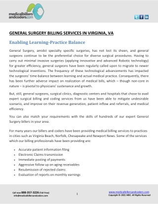 Experts in General Surgery Billing Services for Virginia