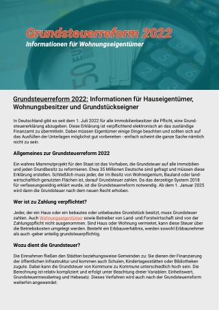Grundsteuerreform 2022