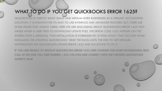 Follow these easy steps to fix QuickBooks Error 1625 instantly