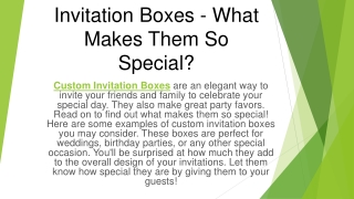 Invitation Boxes - What Makes Them So Special