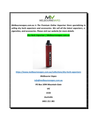 Dry Herb Vaporiser  com.au