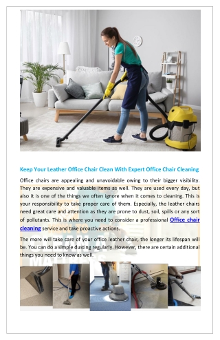 Keep Your Leather Office Chair Clean With Expert Office Chair Cleaning