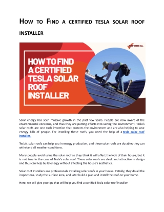 How to Find a certified tesla solar roof installer
