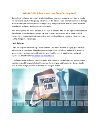 Who Is Public Adjuster And How They Can Help You