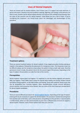 Uses of Dental Implants