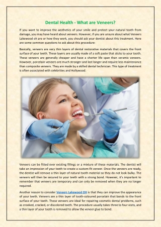 Dental Health - What are Veneers?
