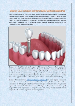 Dental Care without Surgery- Mini Implant Dentures