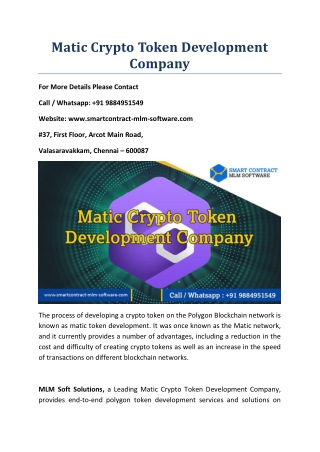 Matic Crypto token development company