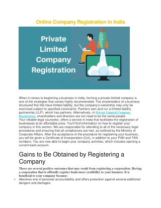 Online Company Registration in India
