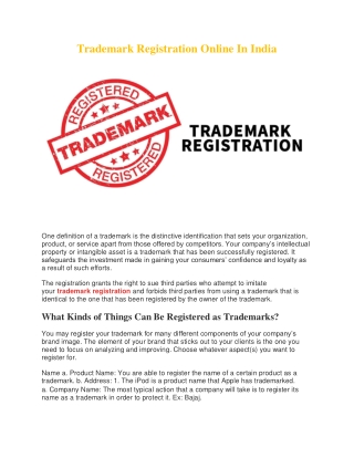 Trademark Registration Online In India