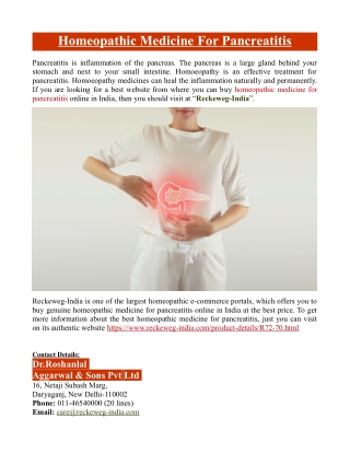 Homeopathic Medicine For Pancreatitis