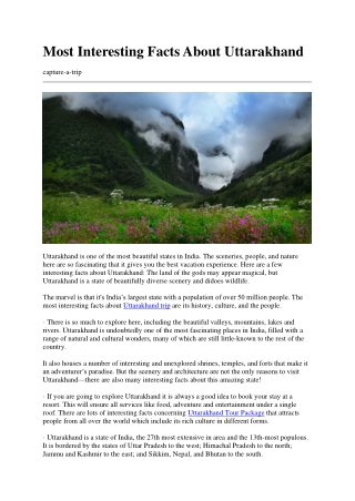 Most Interesting Facts About Uttarakhand