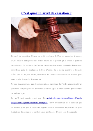 Arrêt de cassation : définition
