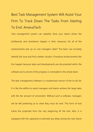 BEST TASK MANAGEMENT SYSTEM WILL ASSIST YOUR FIRM TO TRACK DOWN THE TASKS FROM STARTING TO END