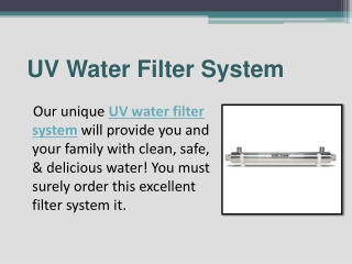 UV Water Filter System