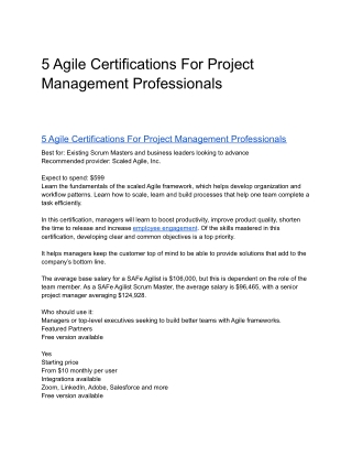5 Agile Certifications For Project Management Professionals