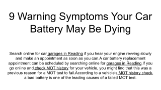 9 Warning Symptoms Your Car Battery May Be Dying
