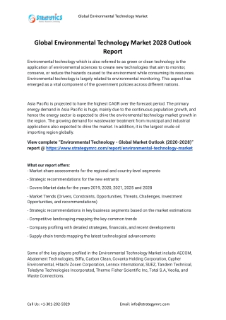 2021 Environmental Technology Industry Global Analysis Report