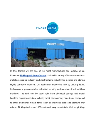 PICKLING TANK MANUFACTURER