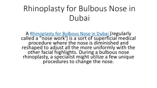 Rhinoplasty for Bulbous Nose in Dubai